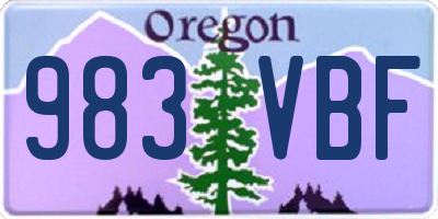 OR license plate 983VBF