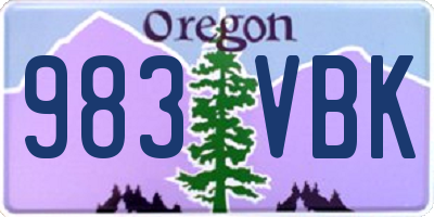 OR license plate 983VBK