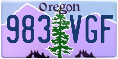 OR license plate 983VGF