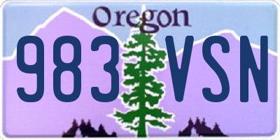 OR license plate 983VSN