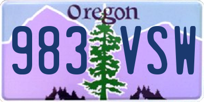 OR license plate 983VSW