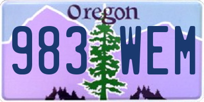 OR license plate 983WEM