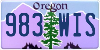 OR license plate 983WIS