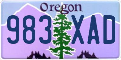 OR license plate 983XAD