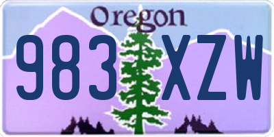 OR license plate 983XZW