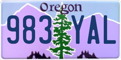 OR license plate 983YAL