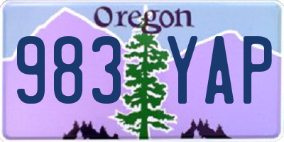 OR license plate 983YAP