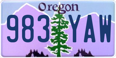 OR license plate 983YAW