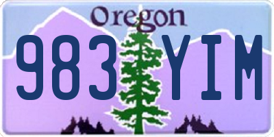 OR license plate 983YIM