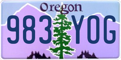 OR license plate 983YOG