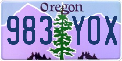 OR license plate 983YOX