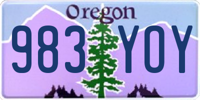 OR license plate 983YOY