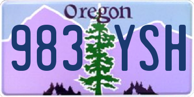 OR license plate 983YSH