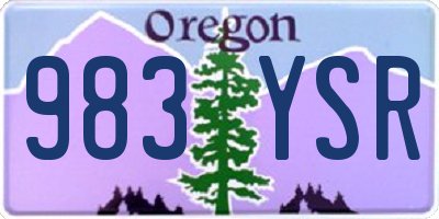 OR license plate 983YSR