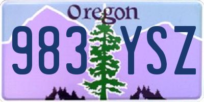 OR license plate 983YSZ