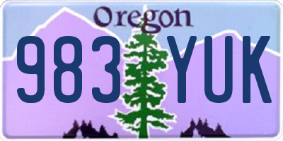 OR license plate 983YUK