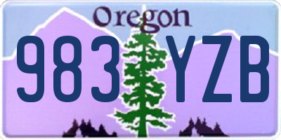 OR license plate 983YZB