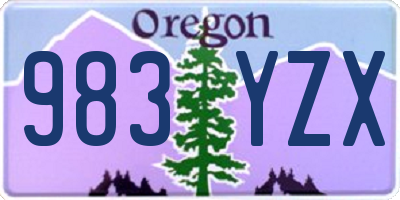 OR license plate 983YZX