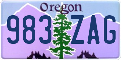 OR license plate 983ZAG