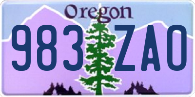 OR license plate 983ZAO