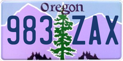 OR license plate 983ZAX