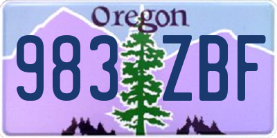 OR license plate 983ZBF