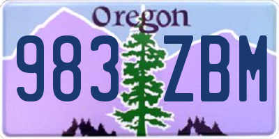OR license plate 983ZBM