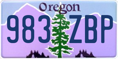 OR license plate 983ZBP
