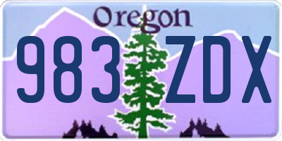 OR license plate 983ZDX