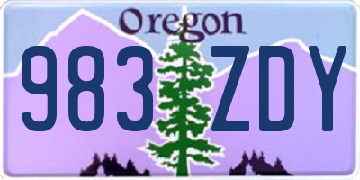 OR license plate 983ZDY