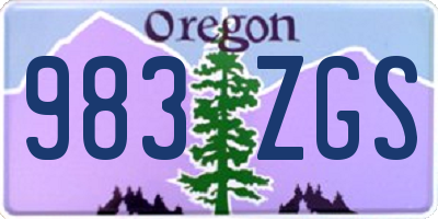 OR license plate 983ZGS
