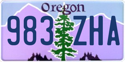 OR license plate 983ZHA
