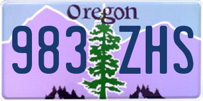 OR license plate 983ZHS