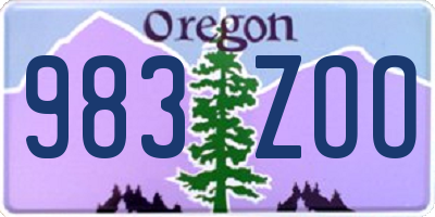 OR license plate 983ZOO