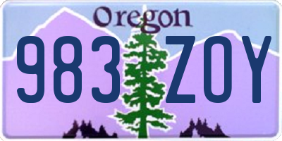 OR license plate 983ZOY