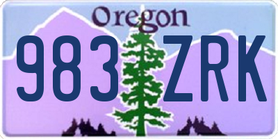 OR license plate 983ZRK