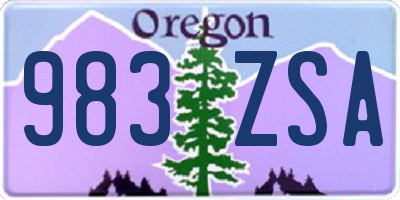 OR license plate 983ZSA