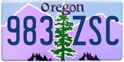 OR license plate 983ZSC