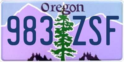 OR license plate 983ZSF