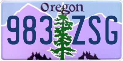 OR license plate 983ZSG