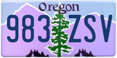 OR license plate 983ZSV