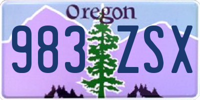 OR license plate 983ZSX