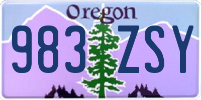 OR license plate 983ZSY