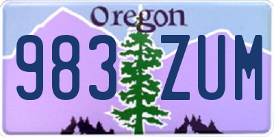 OR license plate 983ZUM
