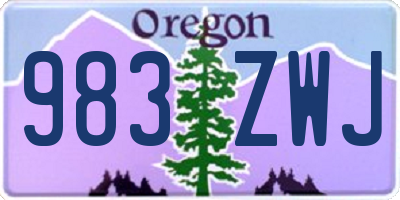 OR license plate 983ZWJ