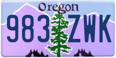 OR license plate 983ZWK