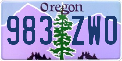 OR license plate 983ZWO