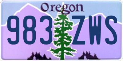 OR license plate 983ZWS