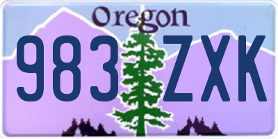 OR license plate 983ZXK