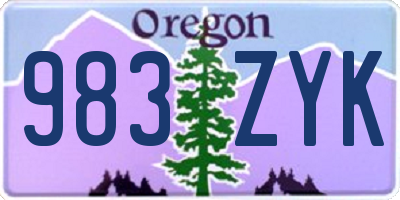 OR license plate 983ZYK